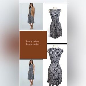 Charter Club Black and White Floral Midi Dress